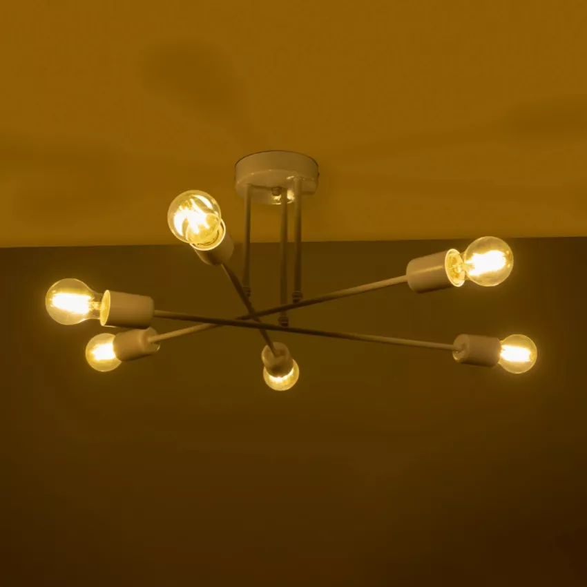 SPIDI  Μοντέρνο Φωτιστικό Οροφής Πλέγμα Πολύφωτο 6 x E27 IP20 Λευκό Μέταλλο - Μ61 x Π61 x Υ37cm