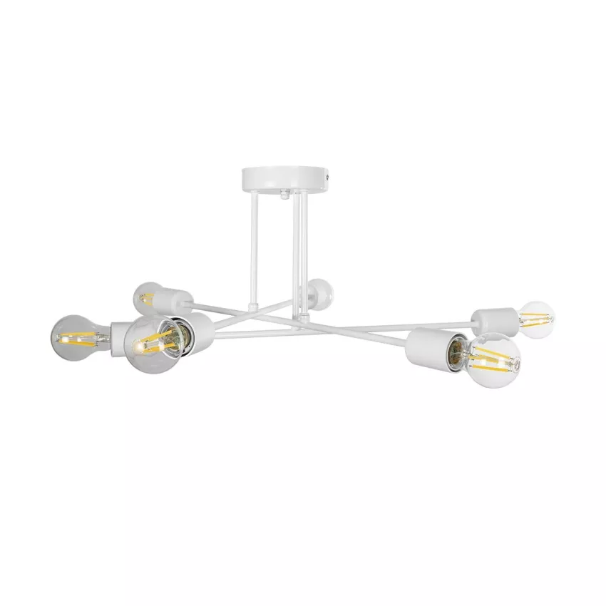 SPIDI  Μοντέρνο Φωτιστικό Οροφής Πλέγμα Πολύφωτο 6 x E27 IP20 Λευκό Μέταλλο - Μ61 x Π61 x Υ37cm