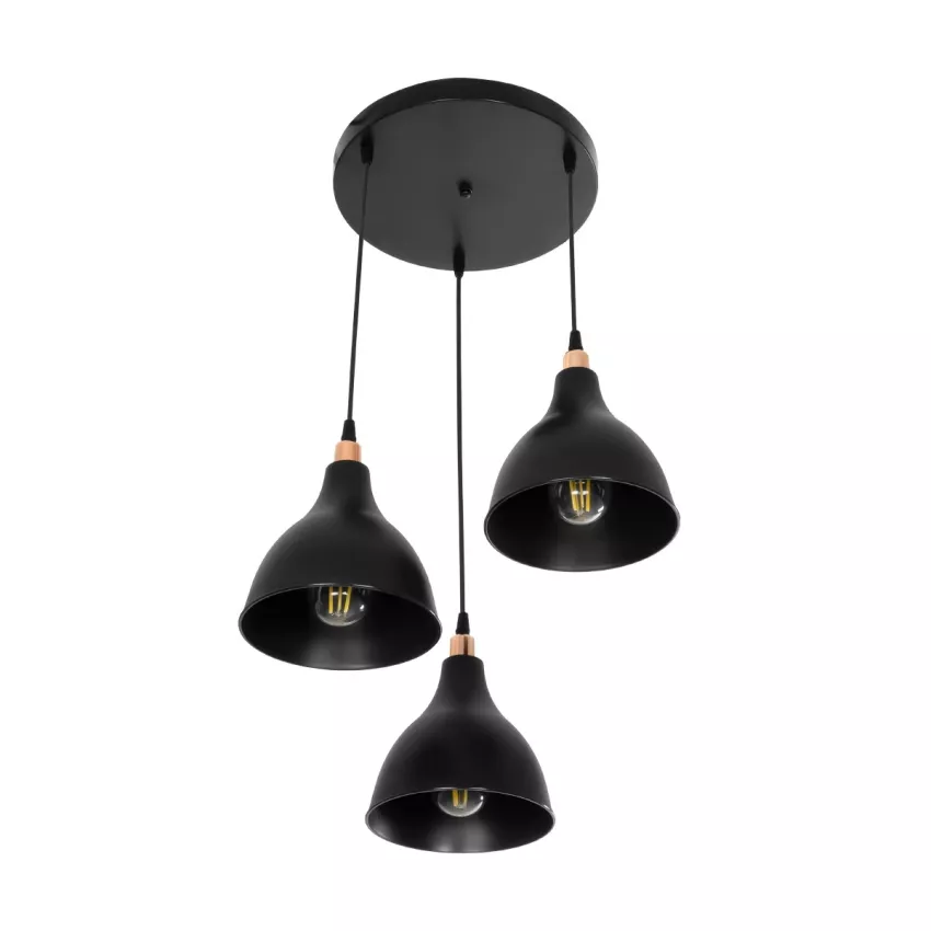 GLOBOSTAR® RADE  Μοντέρνο Κρεμαστό Φωτιστικό Οροφής με Ντουί 3 x E27 AC 220-240V IP20 - Μαύρο & Χάλκινο - Μ40 x Π40 x Υ40cm