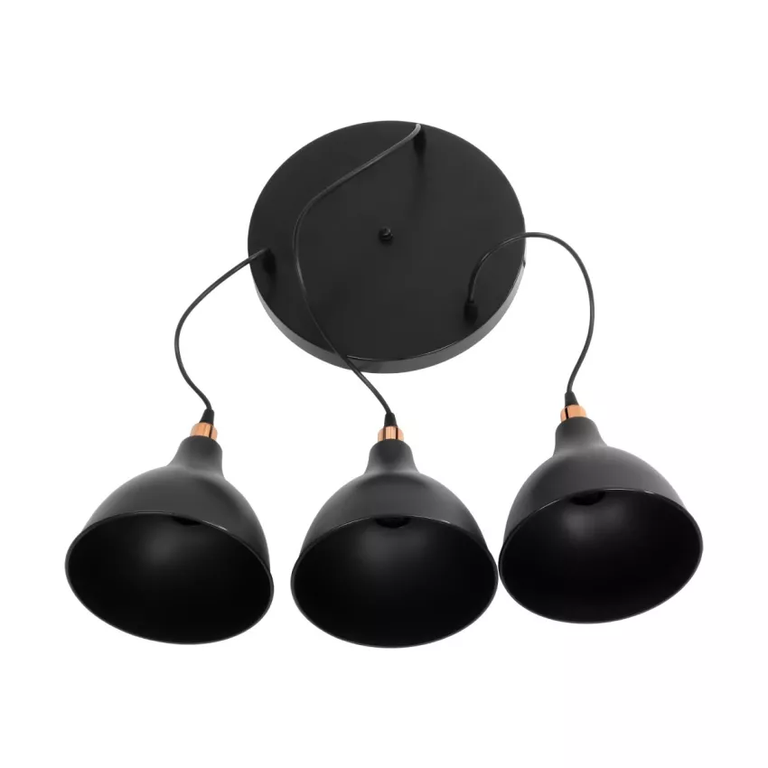 GLOBOSTAR® RADE  Μοντέρνο Κρεμαστό Φωτιστικό Οροφής με Ντουί 3 x E27 AC 220-240V IP20 - Μαύρο & Χάλκινο - Μ40 x Π40 x Υ40cm