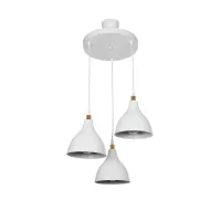 RADE  Vintage Κρεμαστό Φωτιστικό Καμπάνα Τρίφωτο 3 x E27 IP20 Λευκό Πλαστικό - Μ40 x Π40 x Υ80cm
