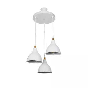 RADE  Vintage Κρεμαστό Φωτιστικό Καμπάνα Τρίφωτο 3 x E27 IP20 Λευκό Πλαστικό - Μ40 x Π40 x Υ80cm