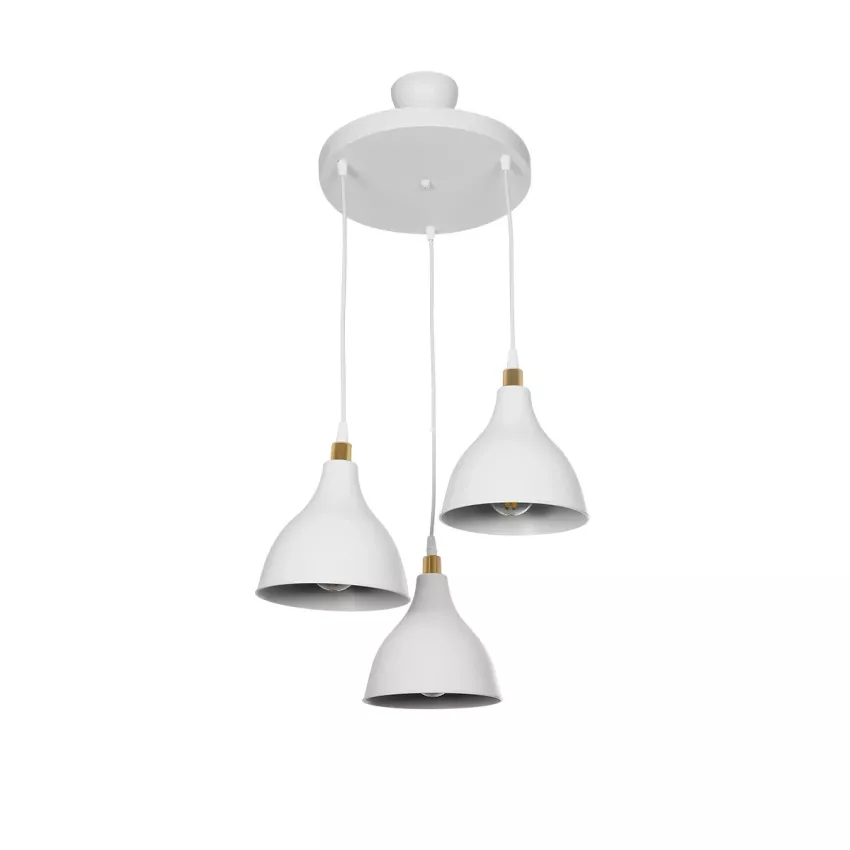 RADE  Vintage Κρεμαστό Φωτιστικό Καμπάνα Τρίφωτο 3 x E27 IP20 Λευκό Πλαστικό - Μ40 x Π40 x Υ80cm