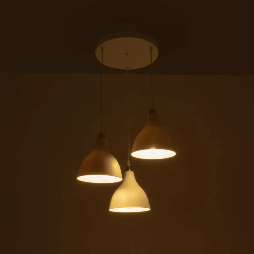 RADE  Vintage Κρεμαστό Φωτιστικό Καμπάνα Τρίφωτο 3 x E27 IP20 Λευκό Πλαστικό - Μ40 x Π40 x Υ80cm