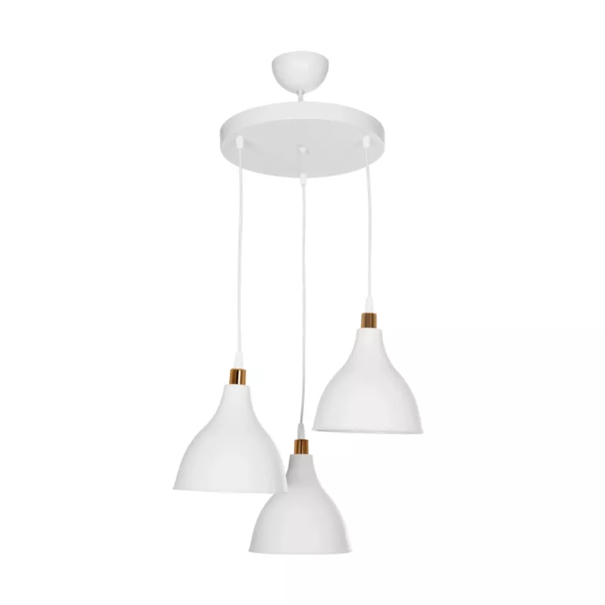 RADE  Vintage Κρεμαστό Φωτιστικό Καμπάνα Τρίφωτο 3 x E27 IP20 Λευκό Πλαστικό - Μ40 x Π40 x Υ80cm