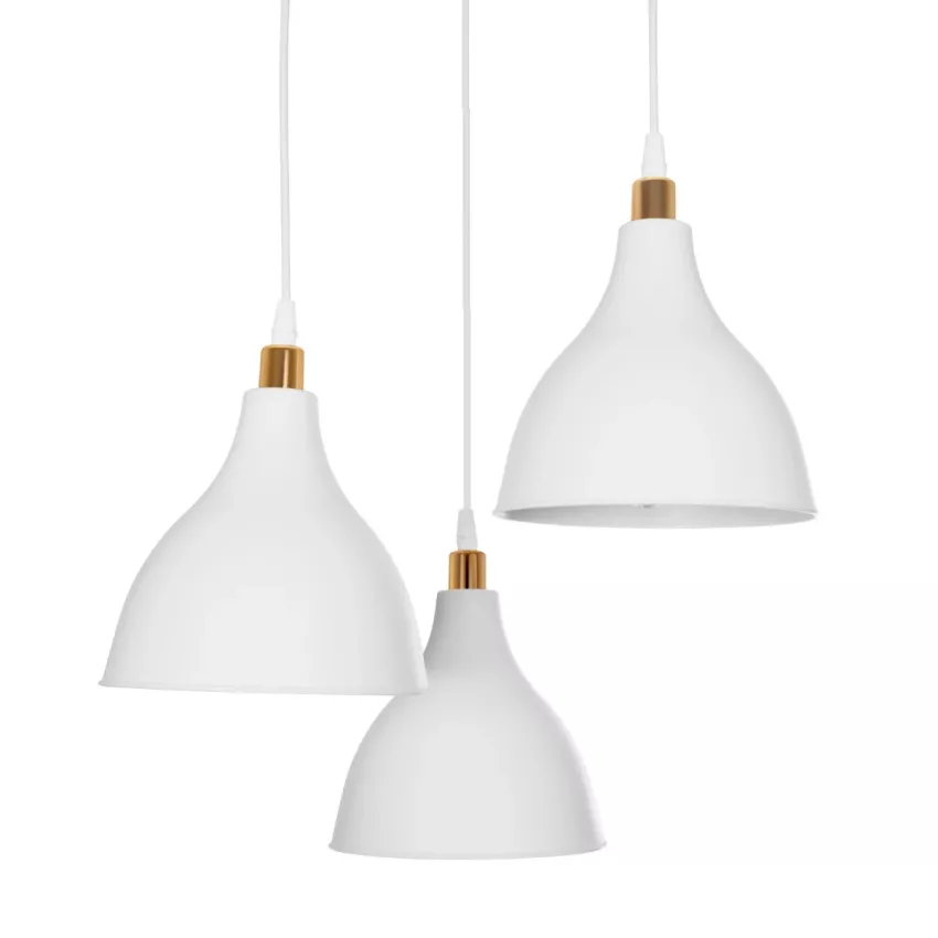 RADE  Vintage Κρεμαστό Φωτιστικό Καμπάνα Τρίφωτο 3 x E27 IP20 Λευκό Πλαστικό - Μ40 x Π40 x Υ80cm
