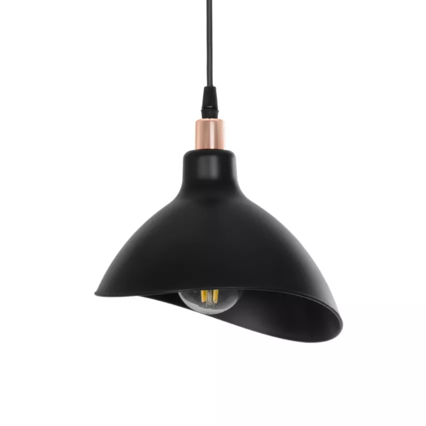 GLOBOSTAR® RIVE  Μοντέρνο Κρεμαστό Φωτιστικό Οροφής με Ντουί 1 x E27 AC 220-240V IP20 - Μάυρο & Χαλκινο - Μ22 x Π20 x Υ22cm