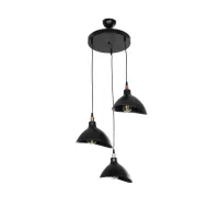 GLOBOSTAR® RIVE  Μοντέρνο Κρεμαστό Φωτιστικό Οροφής με Ντουί 3 x E27 AC 220-240V IP20 - Μάυρο & Χάλκινο - Μ40 x Π40 x Υ65cm