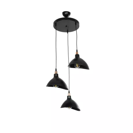 GLOBOSTAR® RIVE  Μοντέρνο Κρεμαστό Φωτιστικό Οροφής με Ντουί 3 x E27 AC 220-240V IP20 - Μάυρο & Χάλκινο - Μ40 x Π40 x Υ65cm