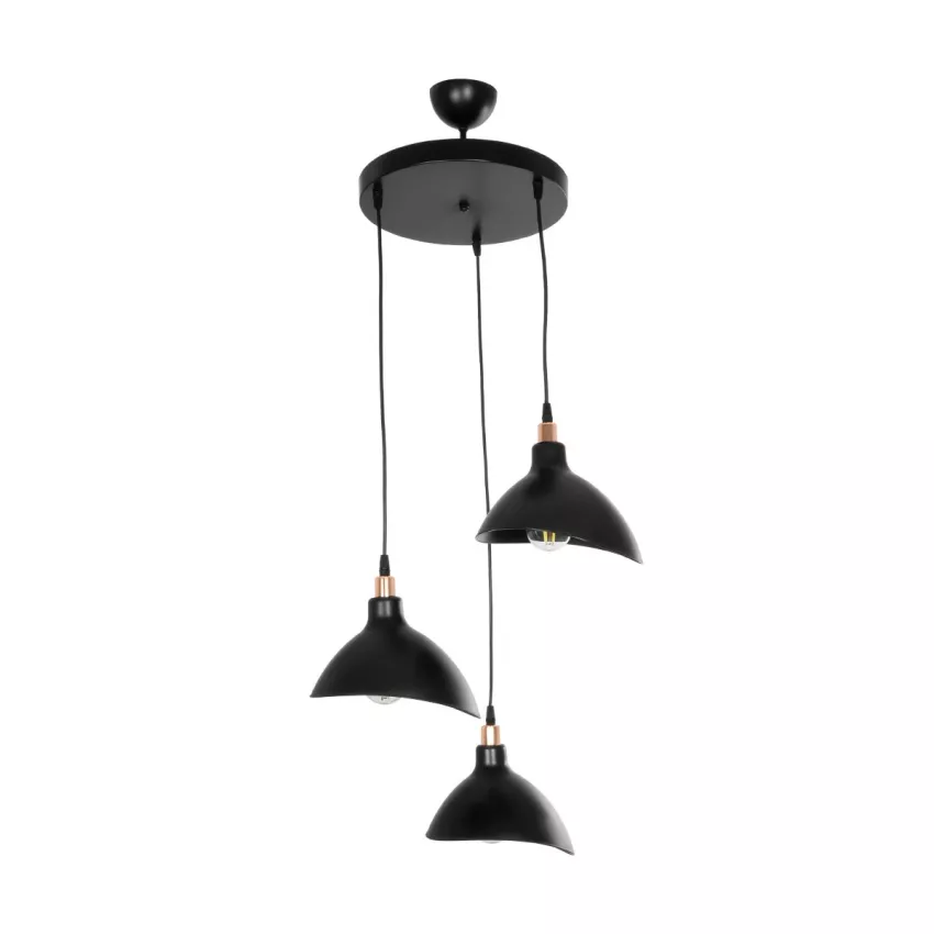 GLOBOSTAR® RIVE  Μοντέρνο Κρεμαστό Φωτιστικό Οροφής με Ντουί 3 x E27 AC 220-240V IP20 - Μάυρο & Χάλκινο - Μ40 x Π40 x Υ65cm