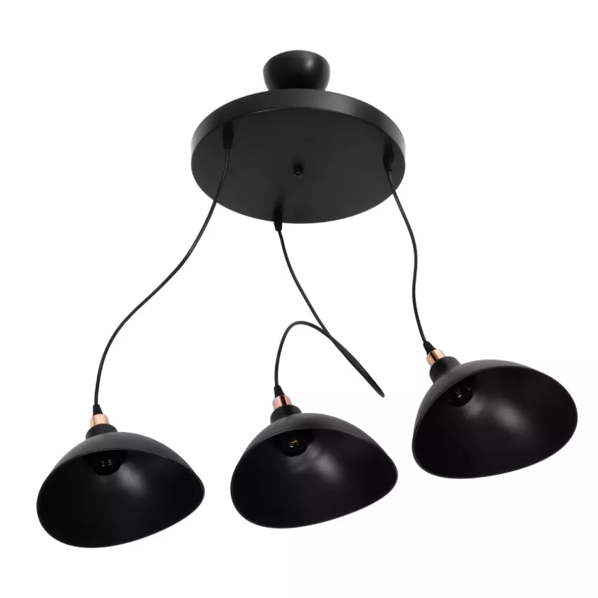GLOBOSTAR® RIVE  Μοντέρνο Κρεμαστό Φωτιστικό Οροφής με Ντουί 3 x E27 AC 220-240V IP20 - Μάυρο & Χάλκινο - Μ40 x Π40 x Υ65cm