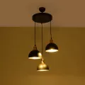 ΗUT  Μοντέρνο Κρεμαστό Φωτιστικό Καμπάνα Τρίφωτο 3 x E27 IP20 Μαύρο με Χρυσό Πλαστικό - Μ40 x Π40 x Υ76cm