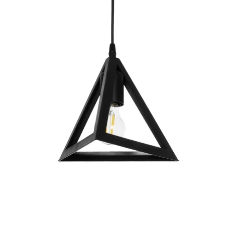 TRIANGLE  Μοντέρνο Κρεμαστό Φωτιστικό Καμπάνα Μονόφωτο 1 x E27 IP20 Μάυρο Πλαστικό - Μ24 x Π24 x Υ86cm