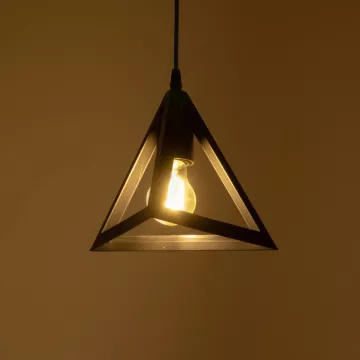TRIANGLE  Μοντέρνο Κρεμαστό Φωτιστικό Καμπάνα Μονόφωτο 1 x E27 IP20 Μάυρο Πλαστικό - Μ24 x Π24 x Υ86cm