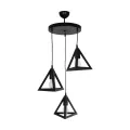 TRIANGLE  Μοντέρνο Κρεμαστό Φωτιστικό Καμπάνα Τρίφωτο 3 x E27 IP20 Μαύρο Πλαστικό - Μ50 x Π50 x Υ80cm