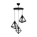 TRIANGLE  Μοντέρνο Κρεμαστό Φωτιστικό Καμπάνα Τρίφωτο 3 x E27 IP20 Μαύρο Πλαστικό - Μ50 x Π50 x Υ80cm