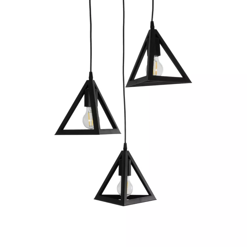 TRIANGLE  Μοντέρνο Κρεμαστό Φωτιστικό Καμπάνα Τρίφωτο 3 x E27 IP20 Μαύρο Πλαστικό - Μ50 x Π50 x Υ80cm
