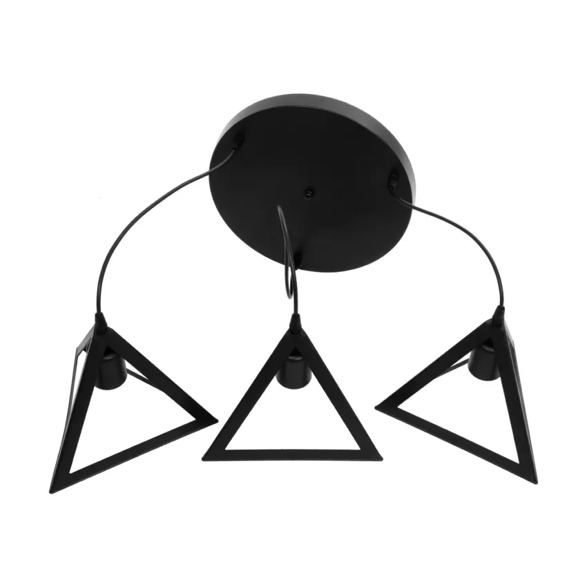 TRIANGLE  Μοντέρνο Κρεμαστό Φωτιστικό Καμπάνα Τρίφωτο 3 x E27 IP20 Μαύρο Πλαστικό - Μ50 x Π50 x Υ80cm