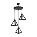 GLOBOSTAR® TRIANGLE  Μοντέρνο Κρεμαστό Φωτιστικό Οροφής με Ντουί 3 x E27 AC 220-240V IP20 - Μάυρο & Χάλκινο - Μ67 x Π67 x Υ50cm
