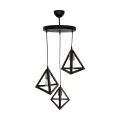 GLOBOSTAR® TRIANGLE  Μοντέρνο Κρεμαστό Φωτιστικό Οροφής με Ντουί 3 x E27 AC 220-240V IP20 - Μάυρο & Χάλκινο - Μ67 x Π67 x Υ50cm