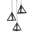 GLOBOSTAR® TRIANGLE  Μοντέρνο Κρεμαστό Φωτιστικό Οροφής με Ντουί 3 x E27 AC 220-240V IP20 - Μάυρο & Χάλκινο - Μ67 x Π67 x Υ50cm