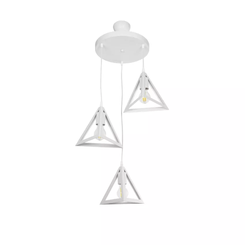 TRIANGLE  Μοντέρνο Κρεμαστό Φωτιστικό Καμπάνα Τρίφωτο 3 x E27 IP20 Λευκό Πλαστικό - Μ50 x Π50 x Υ80cm