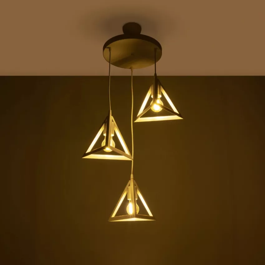 TRIANGLE  Μοντέρνο Κρεμαστό Φωτιστικό Καμπάνα Τρίφωτο 3 x E27 IP20 Λευκό Πλαστικό - Μ50 x Π50 x Υ80cm