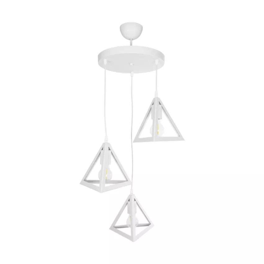 TRIANGLE  Μοντέρνο Κρεμαστό Φωτιστικό Καμπάνα Τρίφωτο 3 x E27 IP20 Λευκό Πλαστικό - Μ50 x Π50 x Υ80cm