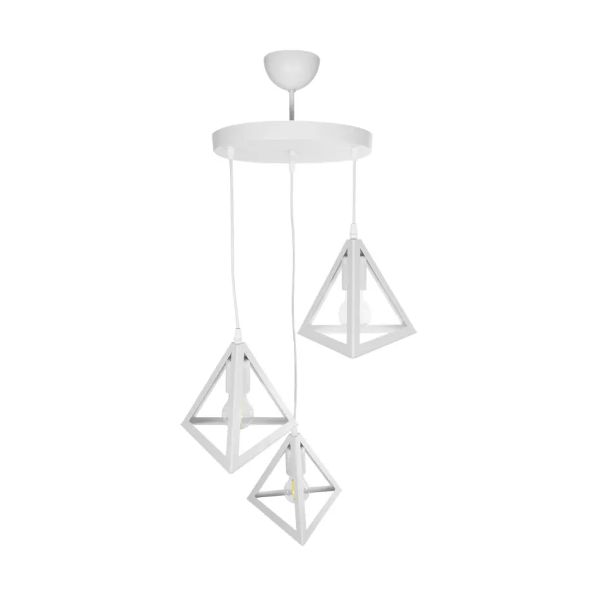 TRIANGLE  Μοντέρνο Κρεμαστό Φωτιστικό Καμπάνα Τρίφωτο 3 x E27 IP20 Λευκό Πλαστικό - Μ50 x Π50 x Υ80cm