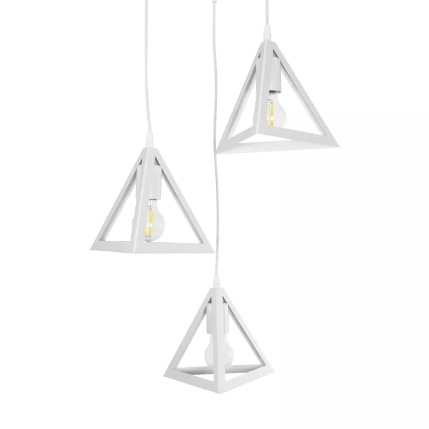 TRIANGLE  Μοντέρνο Κρεμαστό Φωτιστικό Καμπάνα Τρίφωτο 3 x E27 IP20 Λευκό Πλαστικό - Μ50 x Π50 x Υ80cm