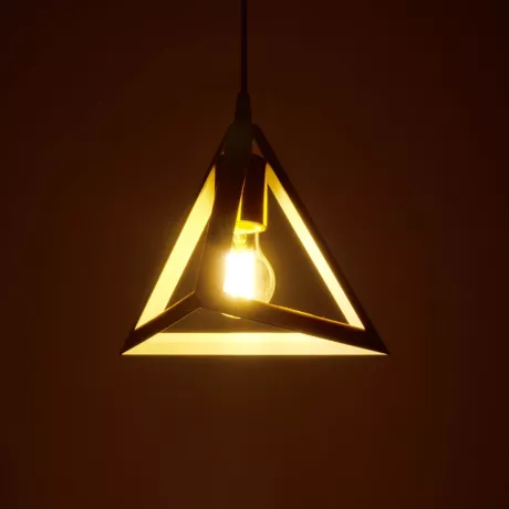 GLOBOSTAR® TRIANGLE  Μοντέρνο Κρεμαστό Φωτιστικό Οροφής με Ντουί 1 x E27 AC 220-240V IP20 - Λευκό & Χάλκινο - Μ24 x Π24 x Υ22cm