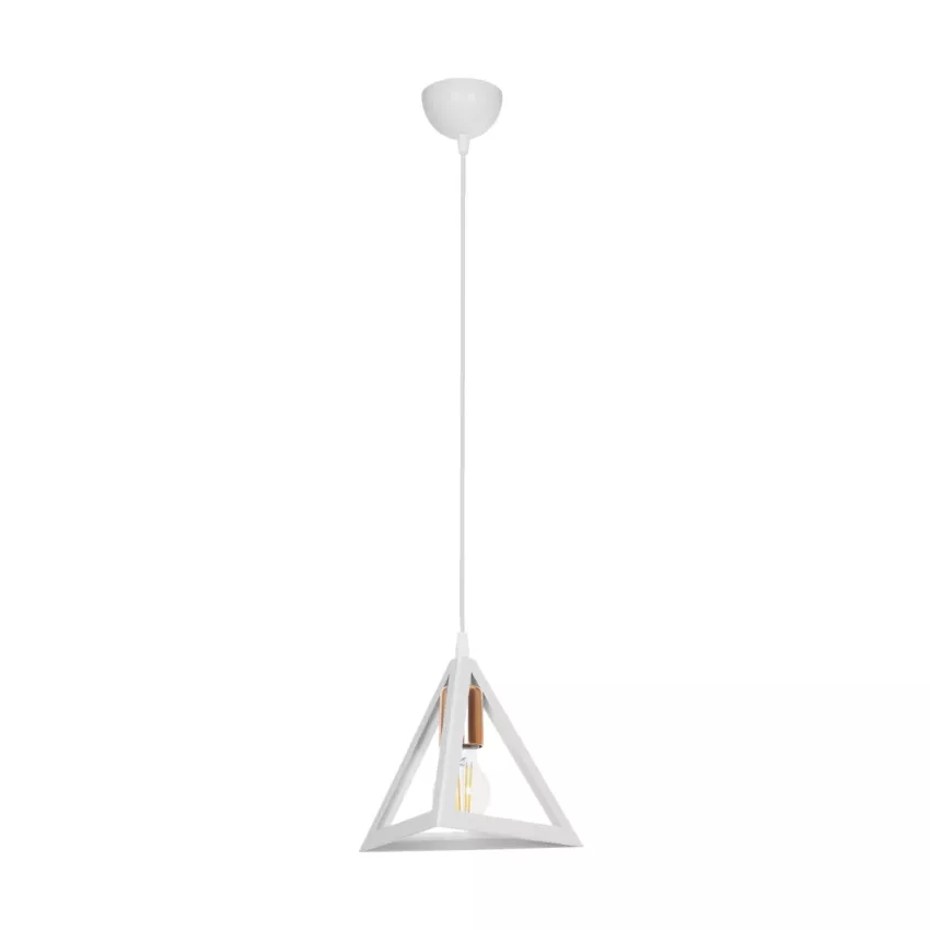 GLOBOSTAR® TRIANGLE  Μοντέρνο Κρεμαστό Φωτιστικό Οροφής με Ντουί 1 x E27 AC 220-240V IP20 - Λευκό & Χάλκινο - Μ24 x Π24 x Υ22cm