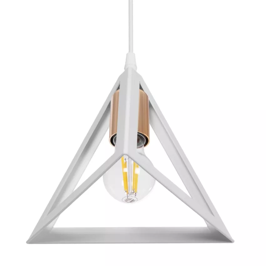 GLOBOSTAR® TRIANGLE  Μοντέρνο Κρεμαστό Φωτιστικό Οροφής με Ντουί 1 x E27 AC 220-240V IP20 - Λευκό & Χάλκινο - Μ24 x Π24 x Υ22cm
