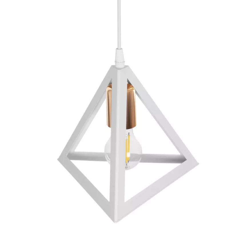 GLOBOSTAR® TRIANGLE  Μοντέρνο Κρεμαστό Φωτιστικό Οροφής με Ντουί 1 x E27 AC 220-240V IP20 - Λευκό & Χάλκινο - Μ24 x Π24 x Υ22cm