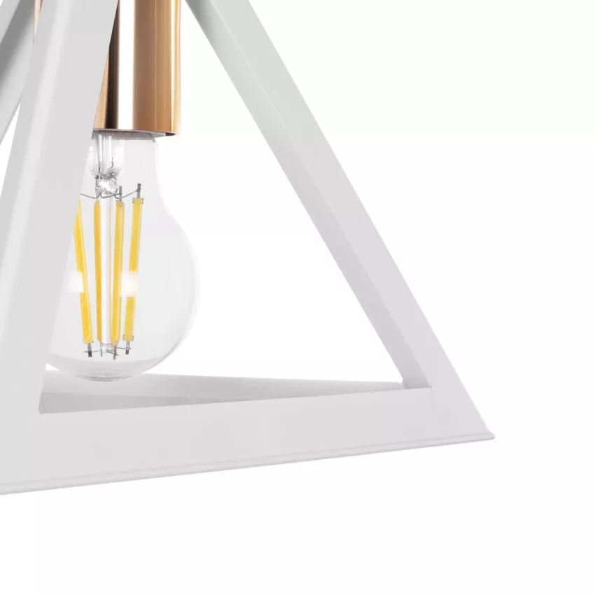 GLOBOSTAR® TRIANGLE  Μοντέρνο Κρεμαστό Φωτιστικό Οροφής με Ντουί 1 x E27 AC 220-240V IP20 - Λευκό & Χάλκινο - Μ24 x Π24 x Υ22cm