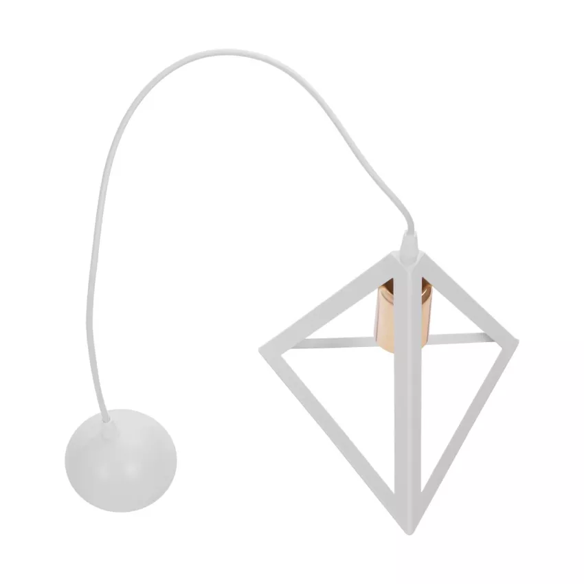 GLOBOSTAR® TRIANGLE  Μοντέρνο Κρεμαστό Φωτιστικό Οροφής με Ντουί 1 x E27 AC 220-240V IP20 - Λευκό & Χάλκινο - Μ24 x Π24 x Υ22cm