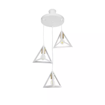 TRIANGLE  Μοντέρνο Κρεμαστό Φωτιστικό Καμπάνα Τρίφωτο 3 x E27 IP20 Λευκό με Χρυσό Πλαστικό - Μ50 x Π50 x Υ80cm TRIANGLE  Μοντέρνο Κρεμαστό Φωτιστικό Καμπάνα Τρίφωτο 3 x E27 IP20 Λευκό με Χρυσό Πλαστικό - Μ50 x Π50 x Υ80cm