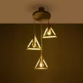 TRIANGLE  Μοντέρνο Κρεμαστό Φωτιστικό Καμπάνα Τρίφωτο 3 x E27 IP20 Λευκό με Χρυσό Πλαστικό - Μ50 x Π50 x Υ80cm