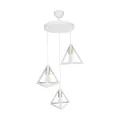 TRIANGLE  Μοντέρνο Κρεμαστό Φωτιστικό Καμπάνα Τρίφωτο 3 x E27 IP20 Λευκό με Χρυσό Πλαστικό - Μ50 x Π50 x Υ80cm
