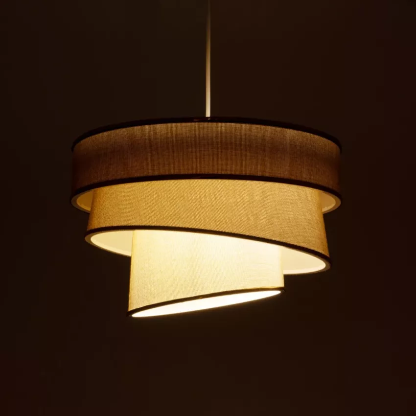 GLOBOSTAR® SIERA  Μοντέρνο Κρεμαστό Φωτιστικό Οροφής με Ντουί 1 x E27 AC 220-240V IP20 - Μπεζ & Χρυσό - Μ38 x Π38 x Υ26cm