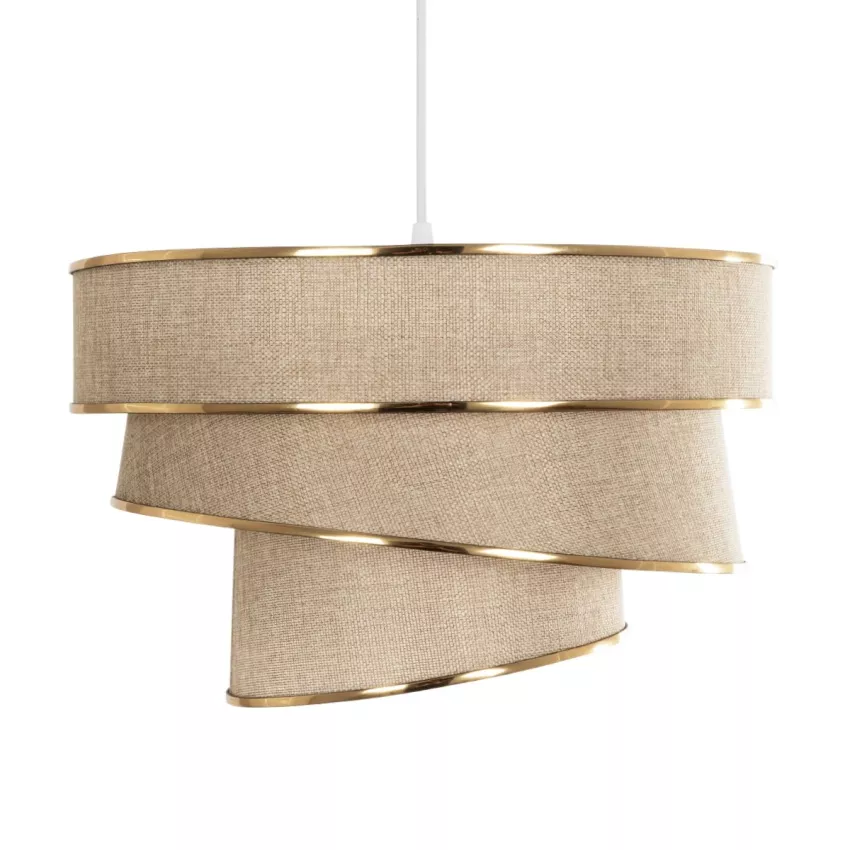 GLOBOSTAR® SIERA  Μοντέρνο Κρεμαστό Φωτιστικό Οροφής με Ντουί 1 x E27 AC 220-240V IP20 - Μπεζ & Χρυσό - Μ38 x Π38 x Υ26cm