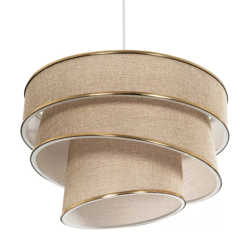 GLOBOSTAR® SIERA  Μοντέρνο Κρεμαστό Φωτιστικό Οροφής με Ντουί 1 x E27 AC 220-240V IP20 - Μπεζ & Χρυσό - Μ38 x Π38 x Υ26cm