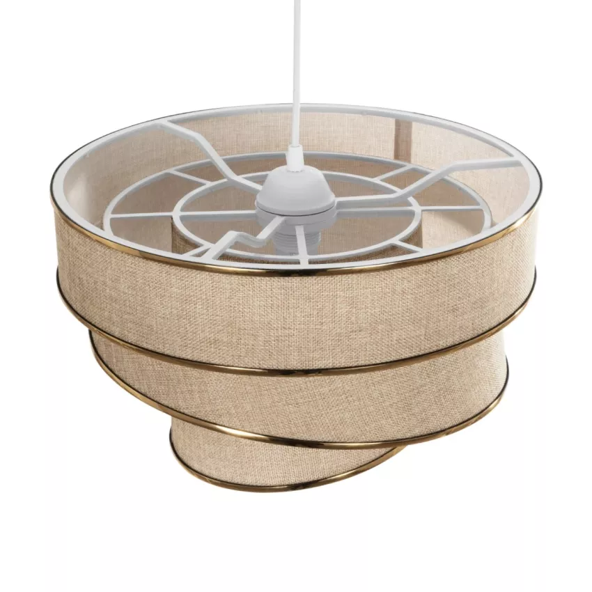 GLOBOSTAR® SIERA  Μοντέρνο Κρεμαστό Φωτιστικό Οροφής με Ντουί 1 x E27 AC 220-240V IP20 - Μπεζ & Χρυσό - Μ38 x Π38 x Υ26cm