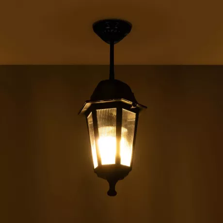 VITRO  Vintage Κρεμαστό Φωτιστικό Φαναράκι Μονόφωτο 1 x E27 IP44 Μαύρο Πλαστικό Σώμα - Μ16 x Π16 x Υ48cm