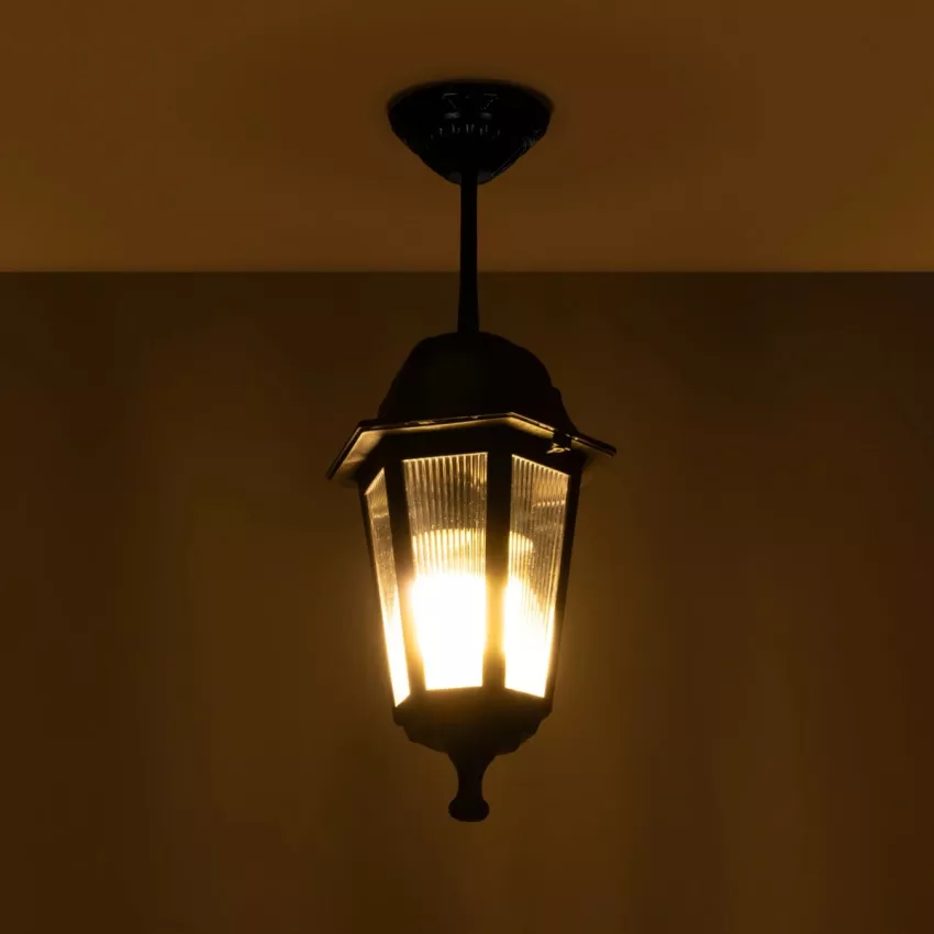 VITRO  Vintage Κρεμαστό Φωτιστικό Φαναράκι Μονόφωτο 1 x E27 IP44 Μαύρο Πλαστικό Σώμα - Μ16 x Π16 x Υ48cm