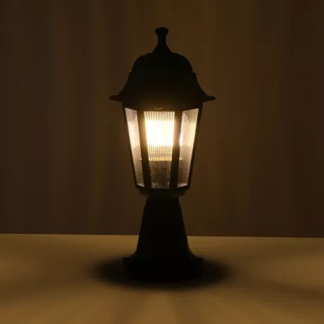 VITRO  Vintage Επιδαπέδιο Φωτιστικό Φαναράκι Μονόφωτο 1 x E27 IP44 Μαύρο Πλαστικό Σώμα - Μ16 x Π16 x Υ39cm