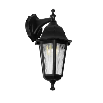 VITRO  Vintage Επιτοίχιο Φωτιστικό Φαναράκι Μονόφωτο 1 x E27 IP44 Μαύρο Πλαστικό Σώμα - Μ19 x Π16 x Υ34cm