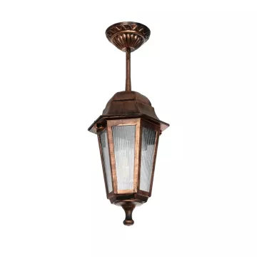 VITRO  Vintage Κρεμαστό Φωτιστικό Φαναράκι Μονόφωτο 1 x E27 IP44 Χάλκινο Πλαστικό Σώμα - Μ16 x Π16 x Υ48cm