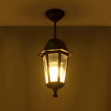 VITRO  Vintage Κρεμαστό Φωτιστικό Φαναράκι Μονόφωτο 1 x E27 IP44 Χάλκινο Πλαστικό Σώμα - Μ16 x Π16 x Υ48cm