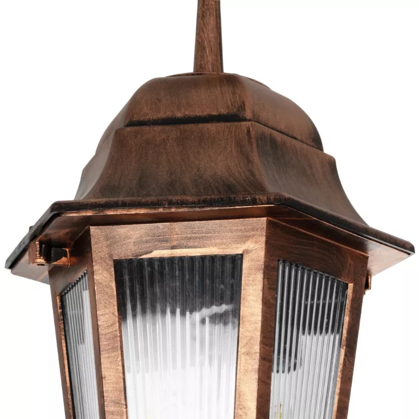 VITRO  Vintage Κρεμαστό Φωτιστικό Φαναράκι Μονόφωτο 1 x E27 IP44 Χάλκινο Πλαστικό Σώμα - Μ16 x Π16 x Υ48cm